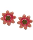 Anne Klein Gold-tone Stone Multicolor Flower Clip-on Earrings