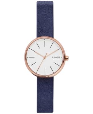 Skagen Women's Signature Navy Leather Strap Watch 30mm Skw2592