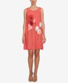 Cece Pleated Poppy-print Shift Dress