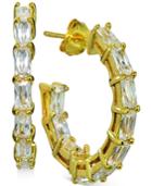 Giani Bernini Cubic Zirconia Baguette Hoop Earrings In 18k Gold-plated Sterling Silver, Only At Macy's