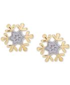 Disney Children's Frozen Snowflake Stud Earrings In 14k Gold