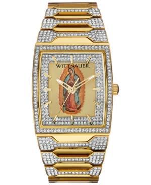 Wittnauer Men's Enrique Pave Accent Gold-tone Stainless Steel Bracelet Watch 43x33mm Wn3039