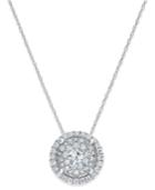 Diamond Round Cluster Pendant Necklace (3/4 Ct. T.w.) In 14k White Gold