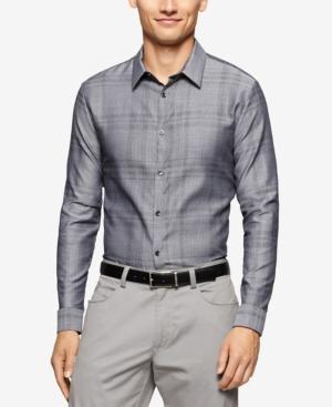 Calvin Klein Men's Jacquard Plaid Long-sleeve Shirt