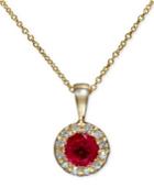 Gemma By Effy Ruby (3/8 Ct. T.w.) And Diamond Accent Circle Pendant In 14k Gold