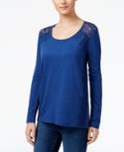 Style & Co. Lace-trim Top, Only At Macy's