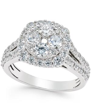 Diamond Cluster Engagement Ring (2 Ct. T.w.) In 14k White Gold