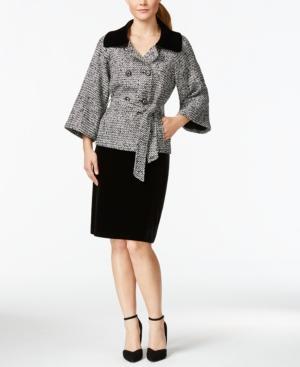 Tahari Asl Velvet-collar Belted Wrap Jacket