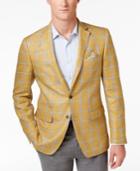 Tallia Men's Slim-fit Yellow And Gray Windowpane Sport Coat
