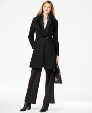 Ivanka Trump Faux-fur-trim Shawl-collar Coat