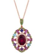 Le Vian Multi-gemstone 18 Pendant Necklace (4-1/2 Ct. T.w.) In 14k Rose Gold