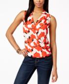 Inc International Concepts Sleeveless Printed Surplice Blouse, Only At Macy's