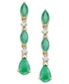14k Gold Earrings, Emerald (1-5/8 Ct. T.w.) And Diamond Accent Drop Earrings