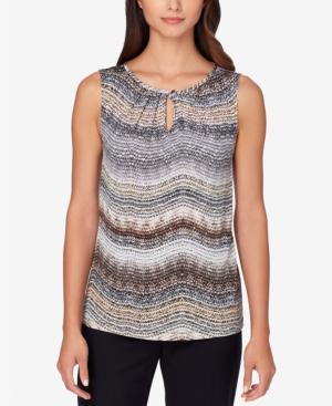 Tahari Asl Printed Keyhole Top