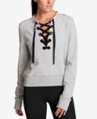 Dkny Cotton Lace-up French Terry Sweatshirt
