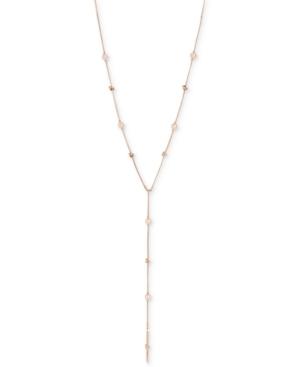 Kenneth Cole New York Rose Gold-tone Knot & Imitation Pearl Lariat Necklace, 25-1/2 + 3 Extender