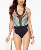 Bleu By Rod Beattie V-neck Halter One-piece Swimsuit Women's Swimsuit