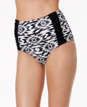 Hula Honey Good Vibes Printed High-waist Bikini Bottoms Women's Swimsuit