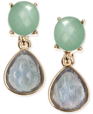 Anne Klein Gold-tone Stone Clip-on Drop Earrings