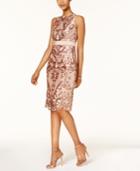 Adrianna Papell Sequined Mesh Cocktail Dress