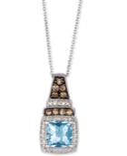 Le Vian Sea Blue Aquamarine (1-1/4 Ct. T.w.) & Diamond (1/3 Ct. T.w.) 18 Pendant Necklace In 14k White Gold
