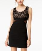 Crystal Doll Juniors' Lace-contrast Bodycon Dress