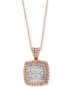 Effy Diamond Cluster Halo Pendant Necklace (7/8 Ct. T.w.) In 14k Rose & White Gold