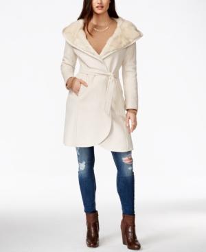 Guess Hooded Long Faux-shearling Coat