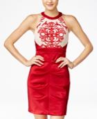 Blondie Nites Juniors' Textured-print Ruched Bodycon Dress