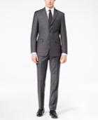 Calvin Klein Men's Slim-fit Charcoal Windowpane Suit