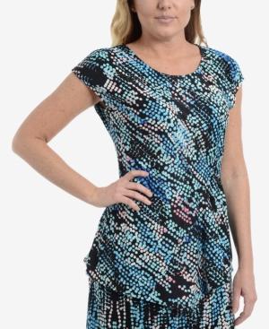 Ny Collection Printed Side-gathered Top