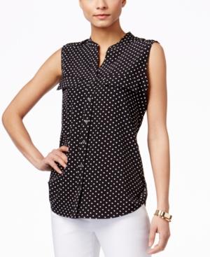 Ny Collection Polka-dot Sleeveless Utility Shirt