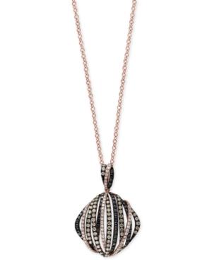 Effy Final Call Diamond Bands Pendant Necklace (1-3/8 Ct. T.w.) In 14k Rose Gold