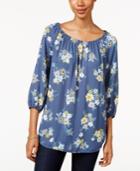 Style & Co Petite Printed Blouse, Only At Macy's