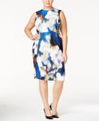 Calvin Klein Plus Size Floral-print Scuba Sheath Dress