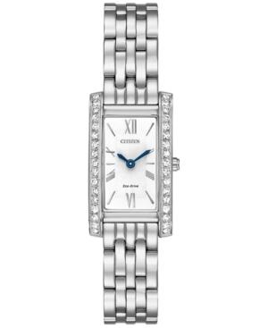Citizen Eco-drive Women's Silhouette Crystal Jewelry Stainless Steel Bracelet Watch 18x32mm Ex1470-51a