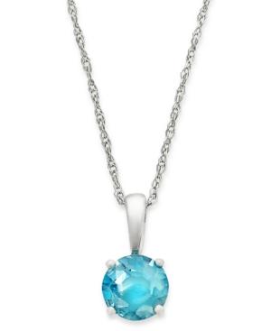 10k White Gold Necklace, Round-cut Blue Topaz Pendant (1/2 Ct. T.w.)