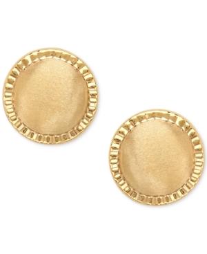 Satin Finish Button Stud Earrings In 14k Gold