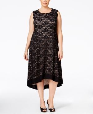 R & M Richards Plus Size Open-back Lace Dress