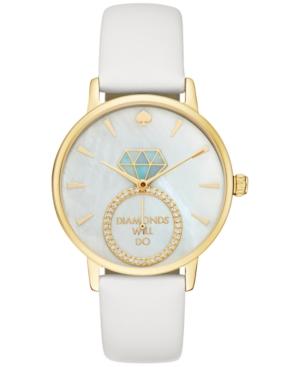 Kate Spade New York Women's Metro White Leather Strap Watch 34mm Ksw1317