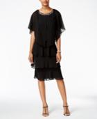 Sl Fashions Embellished Tiered Dress And Drape-back Jacket