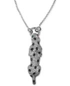 Effy Signature White (2 Ct. T.w.) And Black Diamond (1/6 Ct. T.w.) And Emerald Accent Hanging Panther Pendant In 14k White Gold