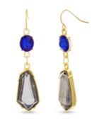 Catherine Malandrino Women's Multicolored Blue And Gray Rhinestone Chain Yellow Gold-tone Drop Earrings