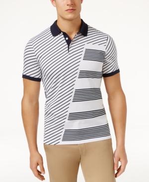 Perry Ellis Men's Pieced Diagonally Striped Polo
