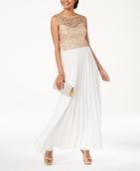 B Darlin Juniors' Shine Lace Pleated-skirt Gown
