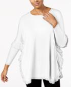 Ny Collection Ruffled Poncho Sweater