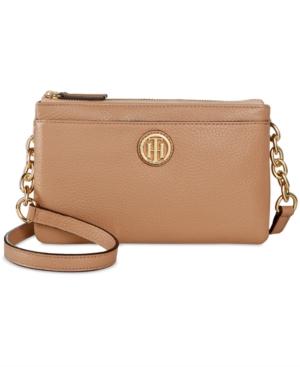 Tommy Hilfiger Double Zipper Pebble Leather Crossbody