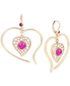 Betsey Johnson Large Gold-tone Stone Heart Drop Earrings, 2