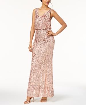 Betsy & Adam Sequined Blouson Gown