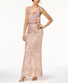 Betsy & Adam Sequined Blouson Gown